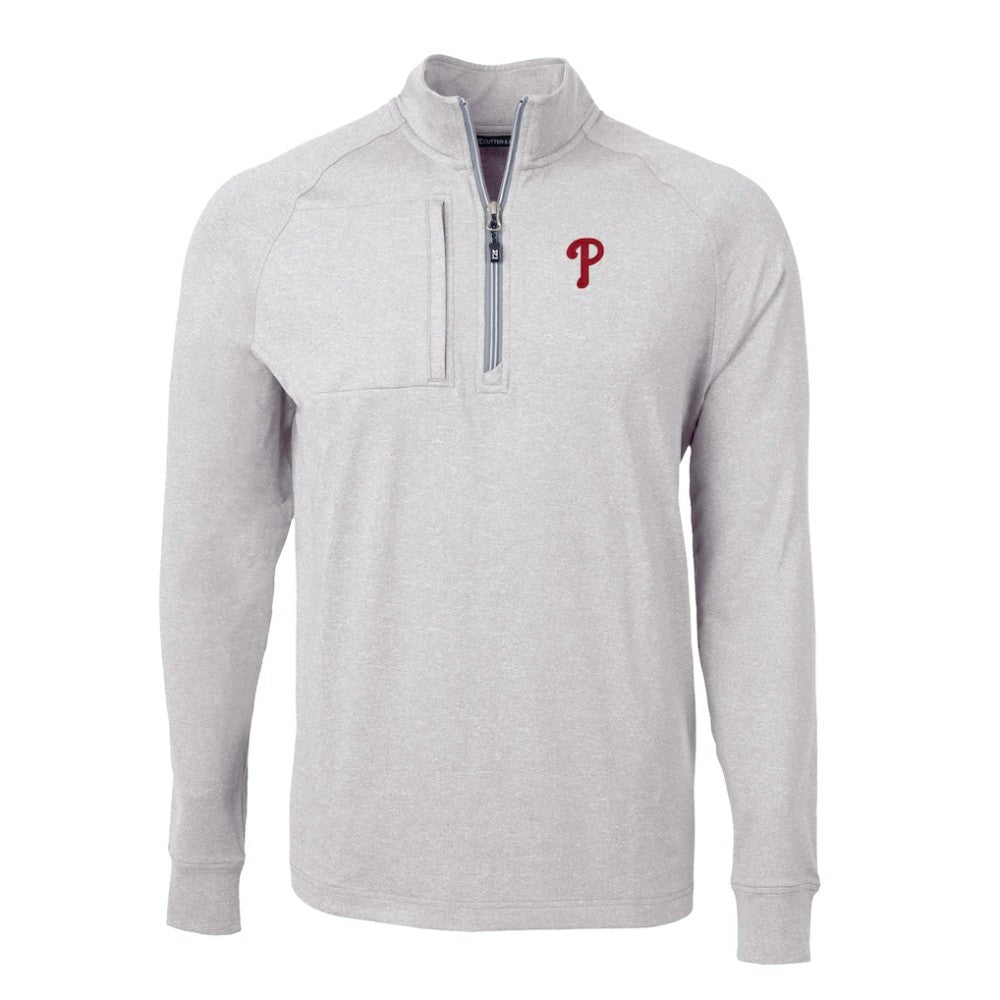 Philadelphia Phillies Cutter & Buck Big & Tall Adapt Eco Knit Stretch Recycled Quarter-Zip Pullover Top - MLB Pullover