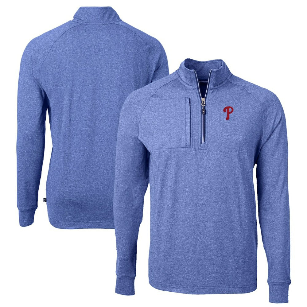 Philadelphia Phillies Cutter & Buck Big & Tall Adapt Eco Knit Stretch Recycled Quarter-Zip Pullover Top - MLB Pullover