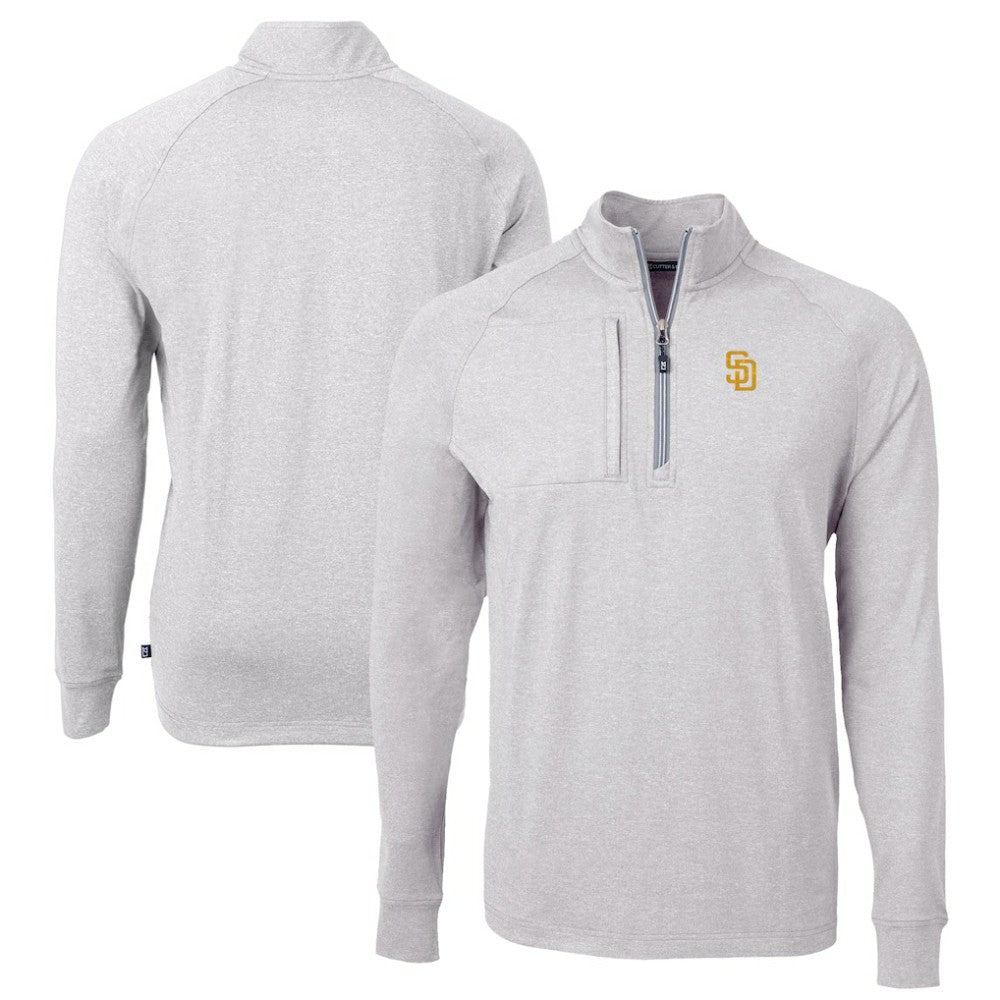 San Diego Padres Cutter & Buck Big & Tall Adapt Eco Knit Stretch Recycled Quarter-Zip Pullover Top - MLB Pullover