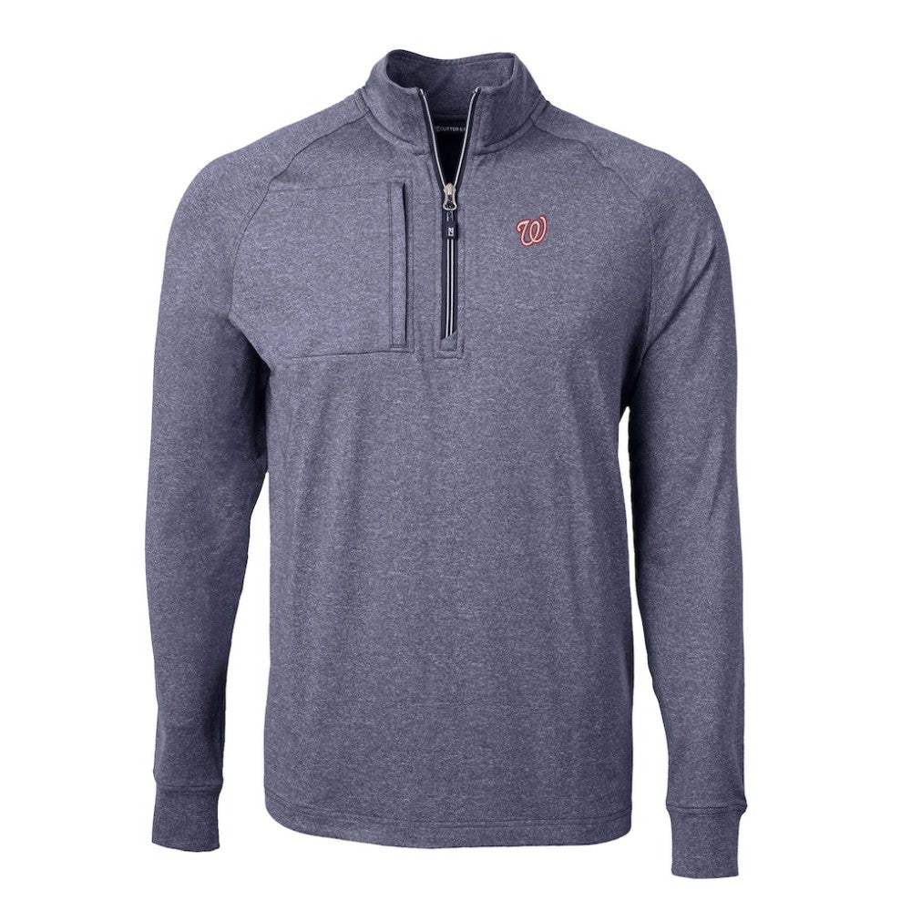 Washington Nationals Cutter & Buck Big & Tall Adapt Eco Knit Stretch Recycled Quarter-Zip Pullover Top - MLB Pullover
