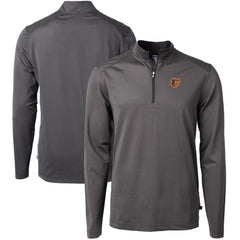 Baltimore Orioles Cutter & Buck Virtue Eco Pique Micro Stripe Big & Tall Recycled Quarter-Zip Pullover Top - MLB Pullover