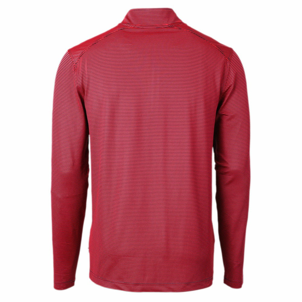 Cleveland Guardians Cutter & Buck Virtue Eco Pique Micro Stripe Big & Tall Recycled Quarter-Zip Pullover Top - MLB Pullover