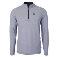 Detroit Tigers Cutter & Buck Virtue Eco Pique Micro Stripe Big & Tall Recycled Quarter-Zip Pullover Top - MLB Pullover