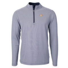 Houston Astros Cutter & Buck Virtue Eco Pique Micro Stripe Big & Tall Recycled Quarter-Zip Pullover Top - MLB Pullover