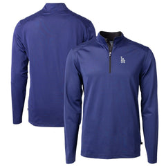 Los Angeles Dodgers Cutter & Buck Virtue Eco Pique Micro Stripe Big & Tall Recycled Quarter-Zip Pullover Top - MLB Pullover