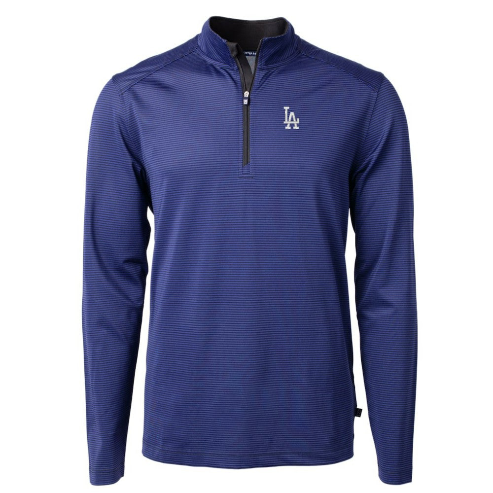Los Angeles Dodgers Cutter & Buck Virtue Eco Pique Micro Stripe Big & Tall Recycled Quarter-Zip Pullover Top - MLB Pullover