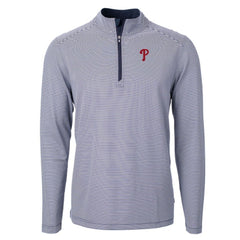 Philadelphia Phillies Cutter & Buck Virtue Eco Pique Micro Stripe Big & Tall Recycled Quarter-Zip Pullover Top - MLB Pullover