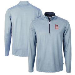 St. Louis Cardinals Cutter & Buck Virtue Eco Pique Micro Stripe Big & Tall Recycled Quarter-Zip Pullover Top - MLB Pullover