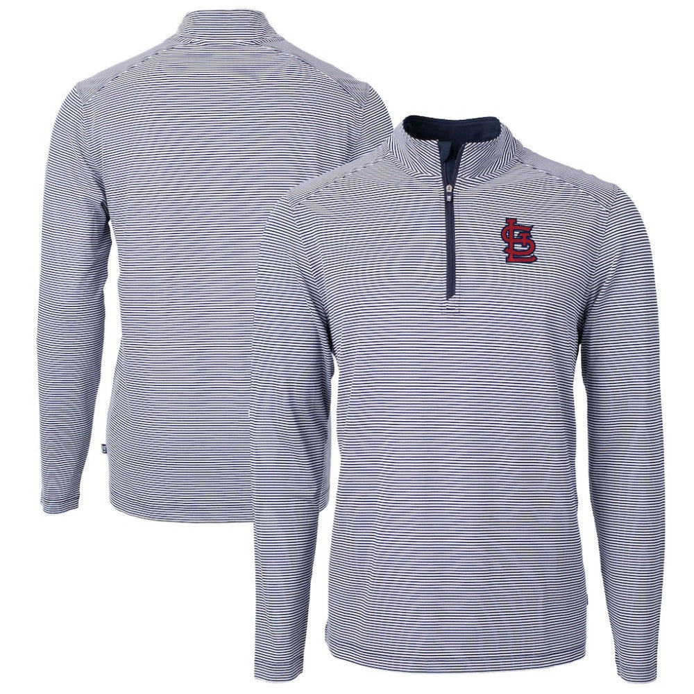 St. Louis Cardinals Cutter & Buck Virtue Eco Pique Micro Stripe Big & Tall Recycled Quarter-Zip Pullover Top - MLB Pullover