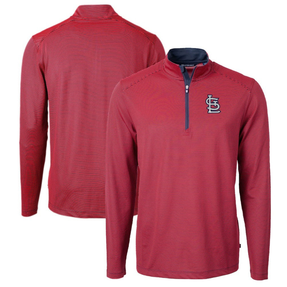 St. Louis Cardinals Cutter & Buck Virtue Eco Pique Micro Stripe Big & Tall Recycled Quarter-Zip Pullover Top - MLB Pullover