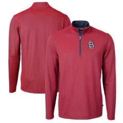 St. Louis Cardinals Cutter & Buck Virtue Eco Pique Micro Stripe Big & Tall Recycled Quarter-Zip Pullover Top - MLB Pullover