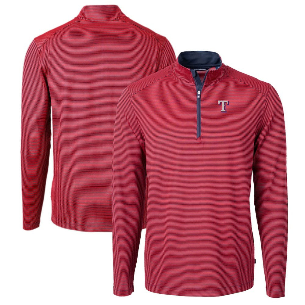 Texas Rangers Cutter & Buck Virtue Eco Pique Micro Stripe Big & Tall Recycled Quarter-Zip Pullover Top - MLB Pullover