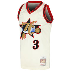 Cream Allen Iverson Philadelphia 76ers Chainstitch Swingman Jersey | NBA