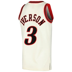 Cream Allen Iverson Philadelphia 76ers Chainstitch Swingman Jersey | NBA