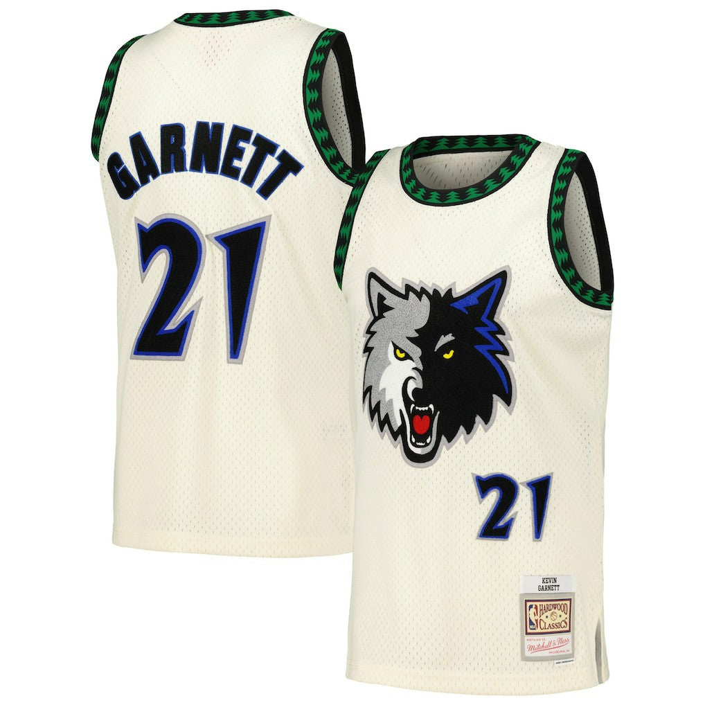 Cream Kevin Garnett Minnesota Timberwolves Chainstitch Swingman Jersey | NBA