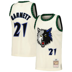 Cream Kevin Garnett Minnesota Timberwolves Chainstitch Swingman Jersey | NBA