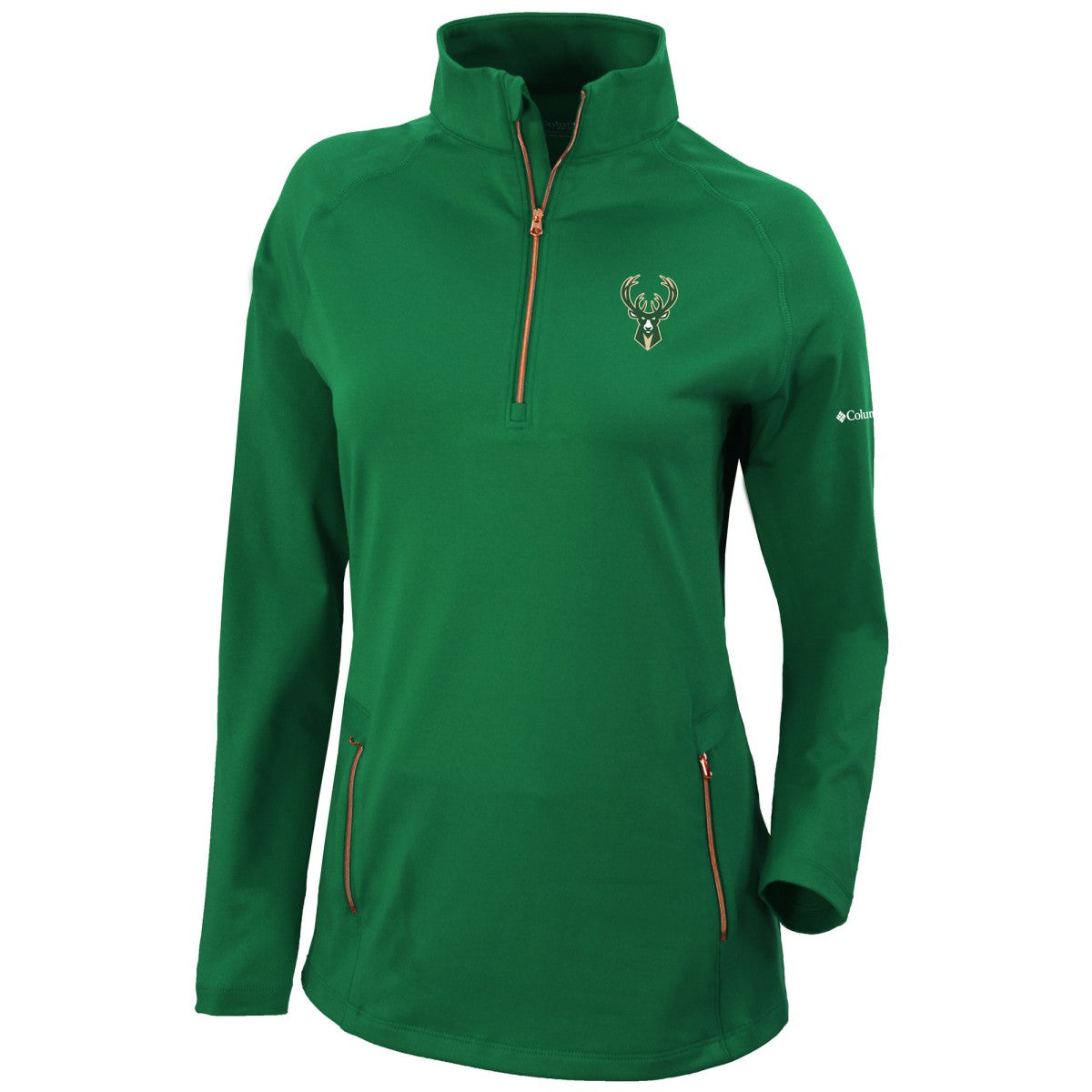 Forest Green Milwaukee Bucks Women's Omni-Wick Outward Nine Quarter-Zip Pullover Top | NBA