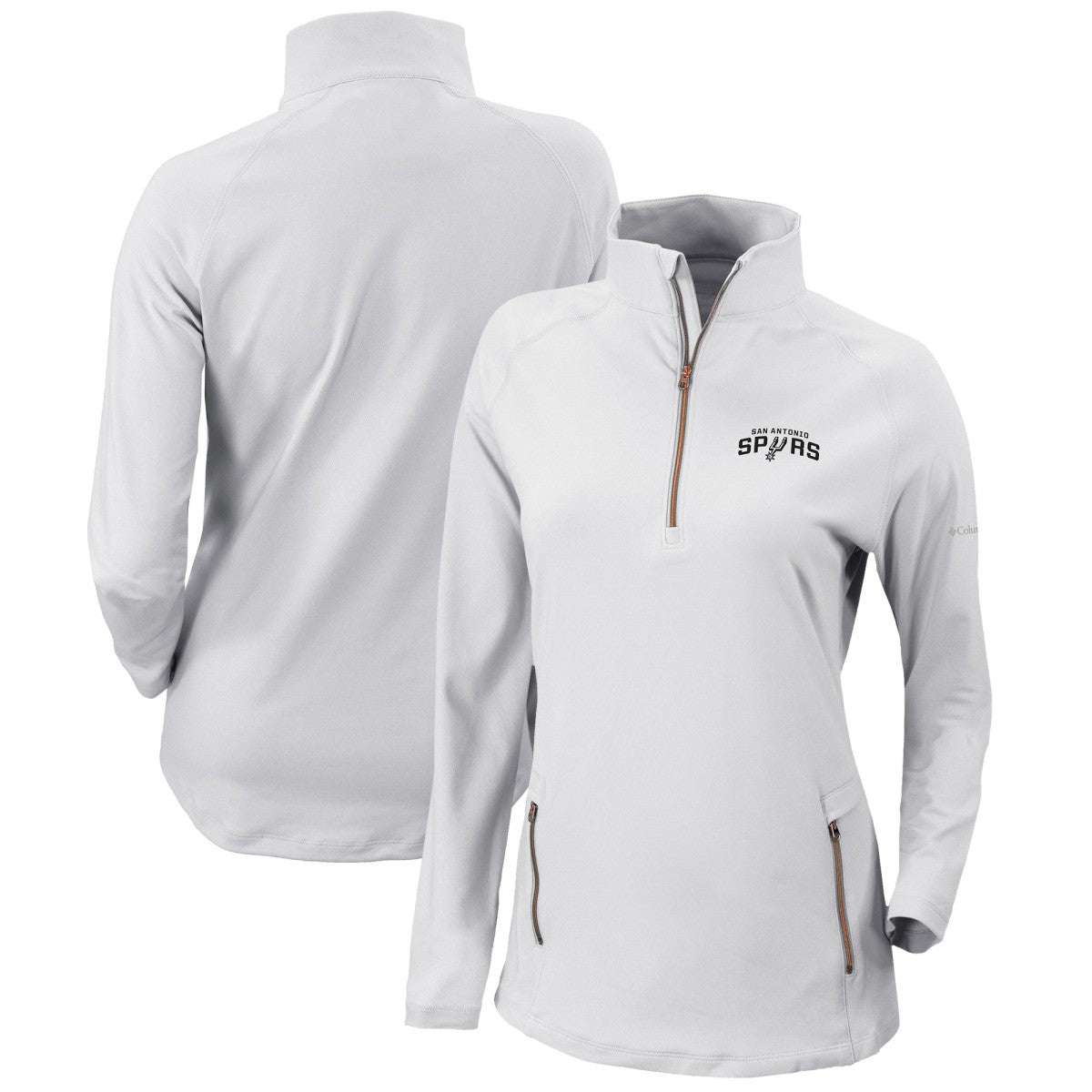 White San Antonio Spurs Women's Omni-Wick Outward Nine Quarter-Zip Pullover Top | NBA