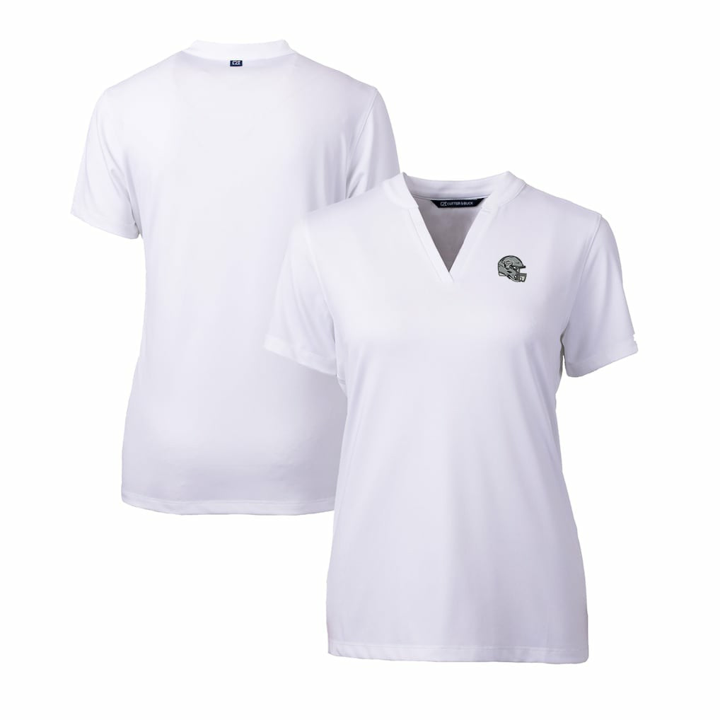 Las Vegas Raiders Cutter & Buck Women's Helmet Logo DryTec Forge Stretch V-Neck Blade Top | NFL New