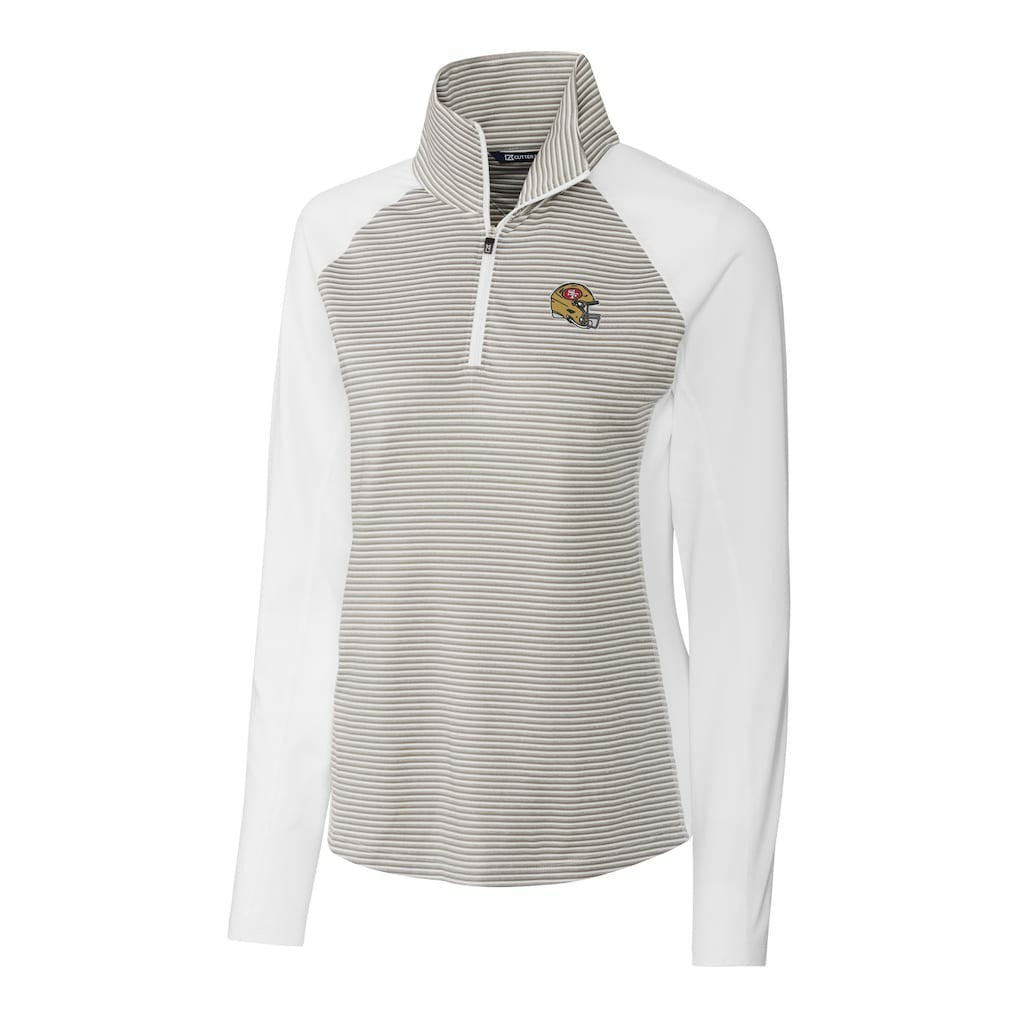 San Francisco 49ers Cutter & Buck Women's Helmet Logo DryTec Forge Tonal Stripe Stretch Half-Zip Top | NFL New