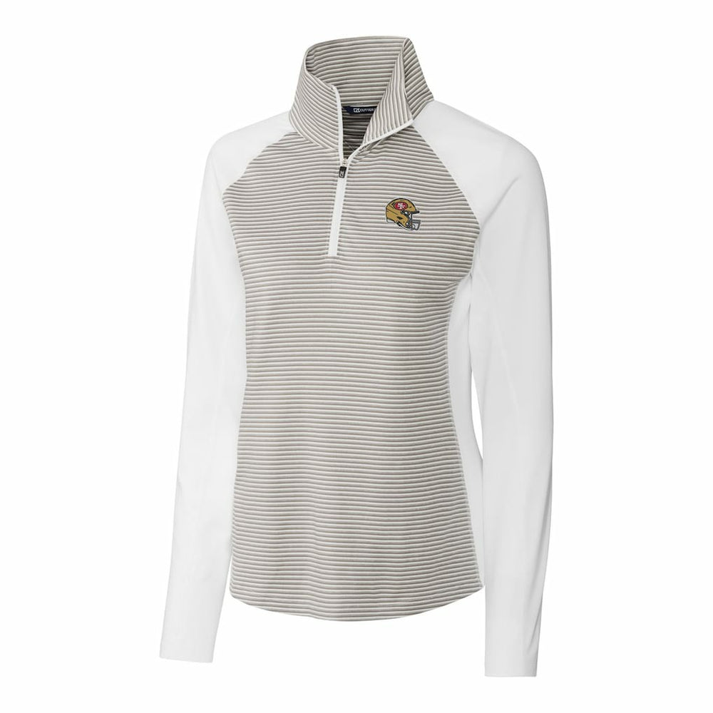 San Francisco 49ers Cutter & Buck Women's Helmet Logo DryTec Forge Tonal Stripe Stretch Half-Zip Top | NFL New