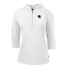 Washington Commanders Cutter & Buck Women's Helmet Logo DryTec Virtue Eco Pique Recycled Half-Zip Pullover Hoodie | NFL Discount