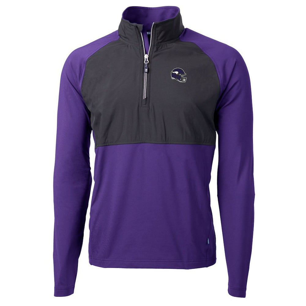 Minnesota Vikings Cutter & Buck Helmet Adapt Eco Knit Hybrid Recycled Quarter-Zip Pullover Top | NFL Sale