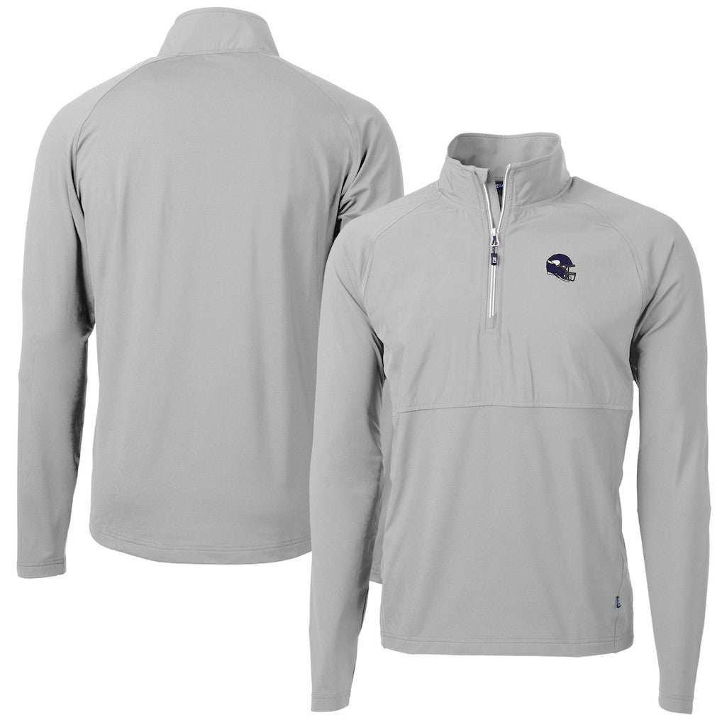 Minnesota Vikings Cutter & Buck Helmet Adapt Eco Knit Hybrid Recycled Quarter-Zip Pullover Top | NFL Outlet