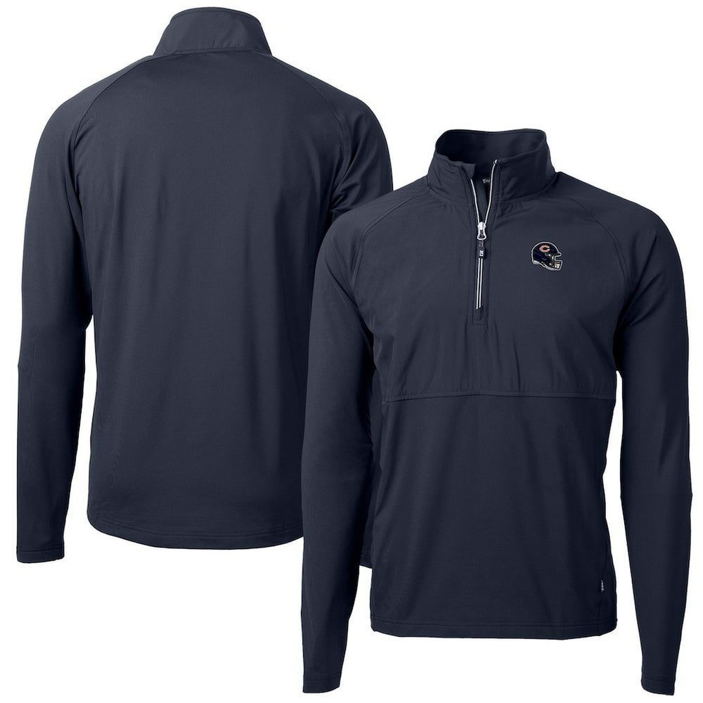 Chicago Bears Cutter & Buck Helmet Adapt Eco Knit Hybrid Recycled Quarter-Zip Pullover Top | NFL Online