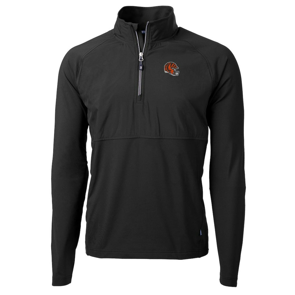 Cincinnati Bengals Cutter & Buck Helmet Adapt Eco Knit Hybrid Recycled Quarter-Zip Pullover Top | NFL Discount