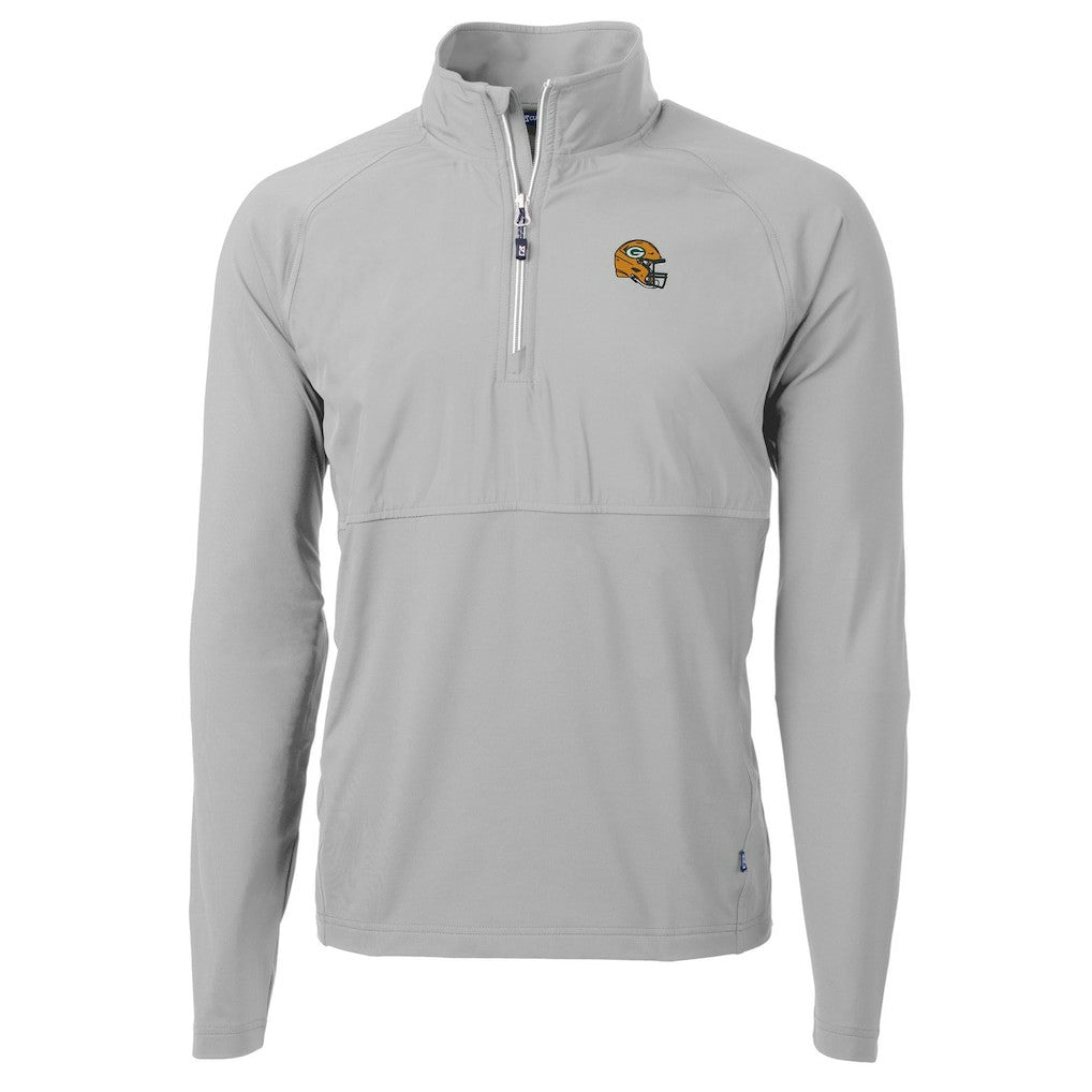 Green Bay Packers Cutter & Buck Helmet Adapt Eco Knit Hybrid Recycled Quarter-Zip Pullover Top | NFL Outlet