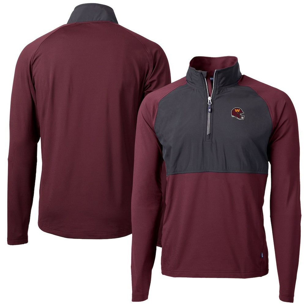 Washington Commanders Cutter & Buck Helmet Adapt Eco Knit Hybrid Recycled Quarter-Zip Pullover Top | NFL On sale