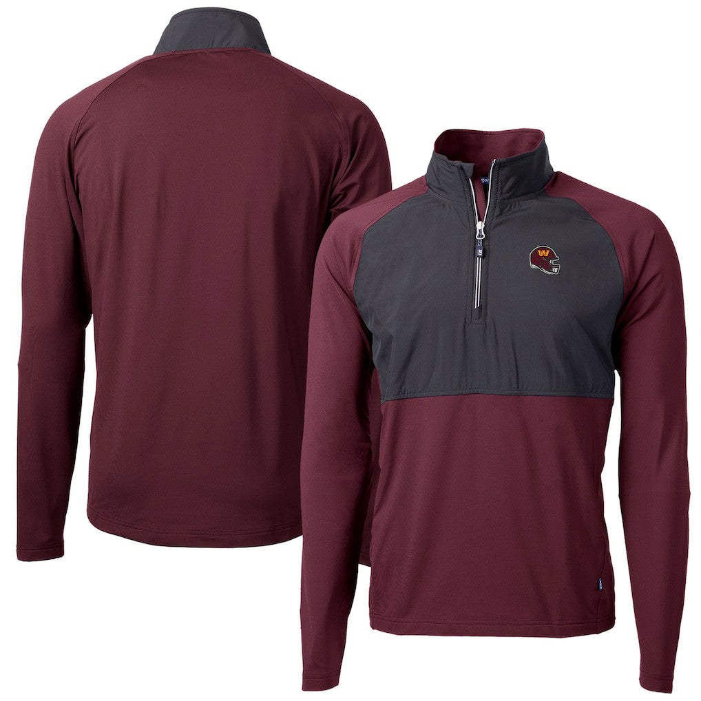Washington Commanders Cutter & Buck Helmet Adapt Eco Knit Hybrid Recycled Quarter-Zip Pullover Top | NFL On sale