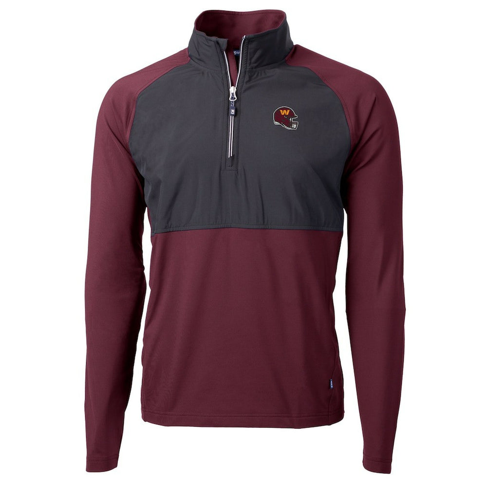 Washington Commanders Cutter & Buck Helmet Adapt Eco Knit Hybrid Recycled Quarter-Zip Pullover Top | NFL On sale