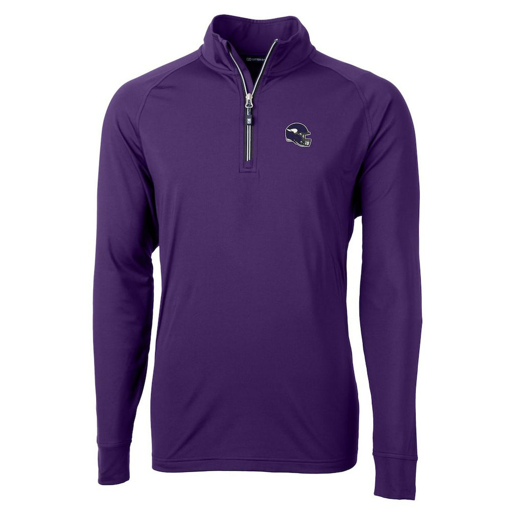 Minnesota Vikings Cutter & Buck Helmet Adapt Eco Knit Stretch Recycled Quarter-Zip Pullover Top | NFL Discount