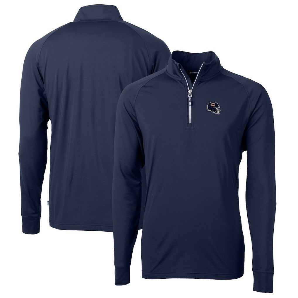 Chicago Bears Cutter & Buck Helmet Adapt Eco Knit Stretch Recycled Quarter-Zip Pullover Top | NFL Hot