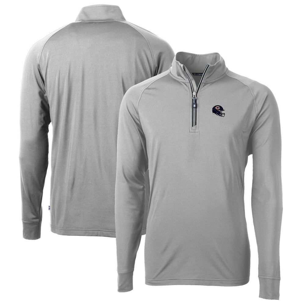 Chicago Bears Cutter & Buck Helmet Adapt Eco Knit Stretch Recycled Quarter-Zip Pullover Top | NFL Online