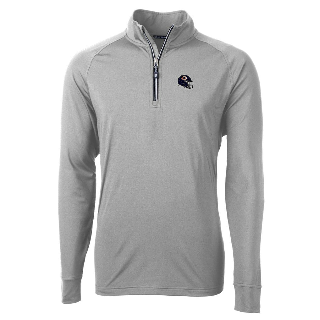 Chicago Bears Cutter & Buck Helmet Adapt Eco Knit Stretch Recycled Quarter-Zip Pullover Top | NFL Online