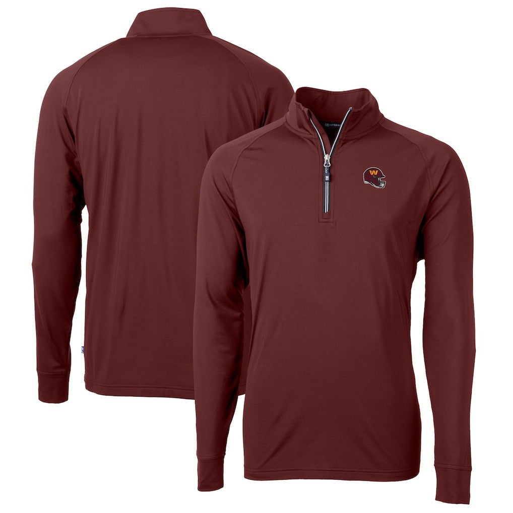 Washington Commanders Cutter & Buck Helmet Adapt Eco Knit Stretch Recycled Quarter-Zip Pullover Top | NFL On sale