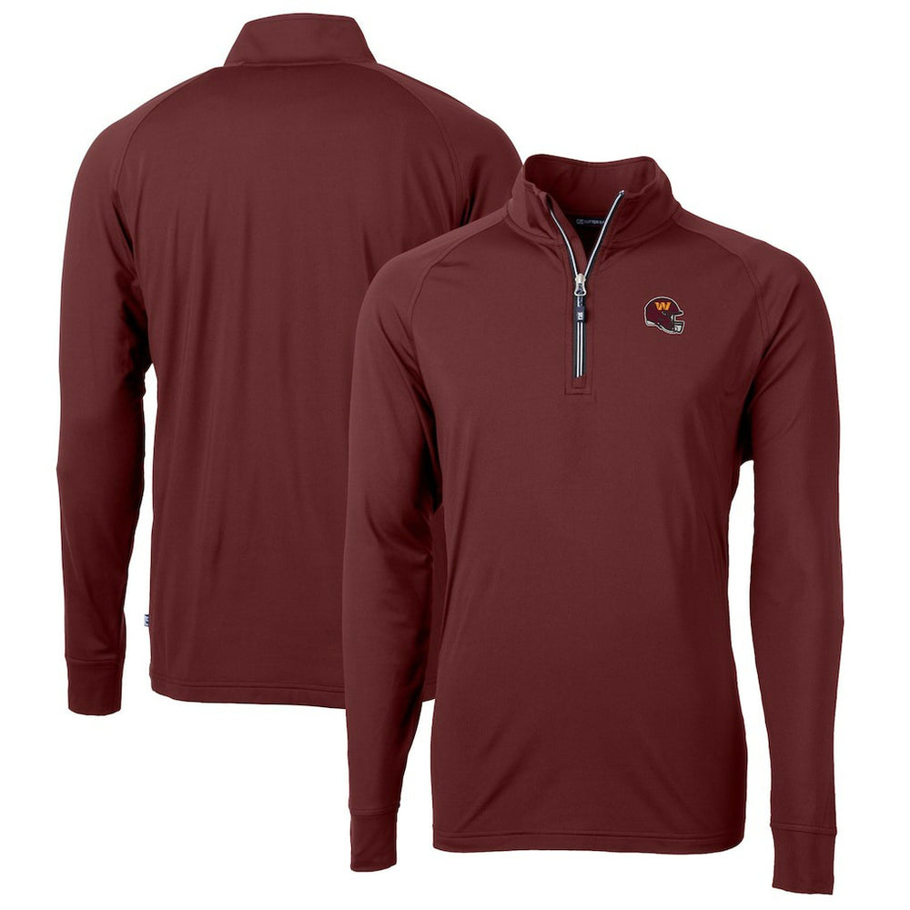 Washington Commanders Cutter & Buck Helmet Adapt Eco Knit Stretch Recycled Quarter-Zip Pullover Top | NFL On sale