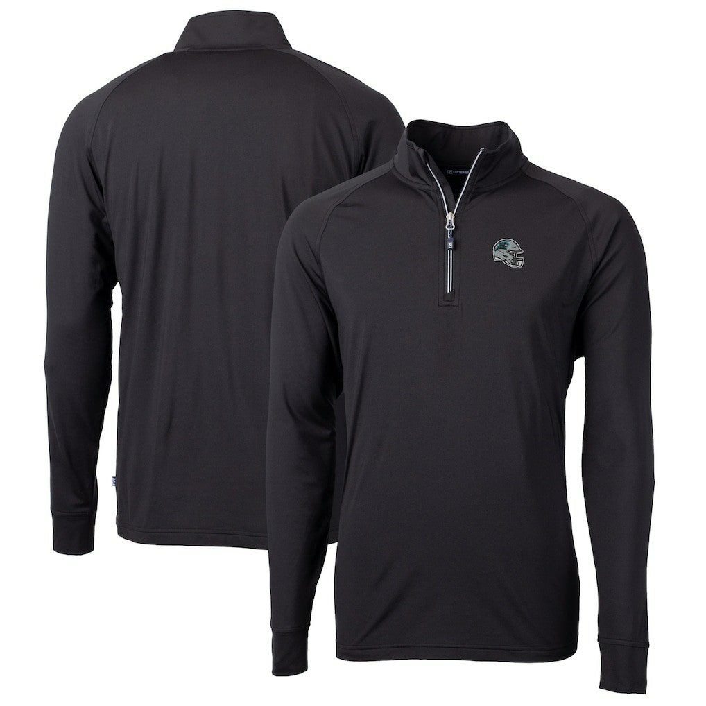 Carolina Panthers Cutter & Buck Helmet Adapt Eco Knit Stretch Recycled Quarter-Zip Pullover Top | NFL Sale