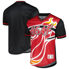Red Miami Heat Jumbotron 3.0 Mesh V-Neck T-Shirt | NBA