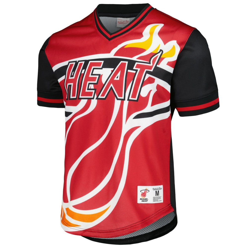 Red Miami Heat Jumbotron 3.0 Mesh V-Neck T-Shirt | NBA