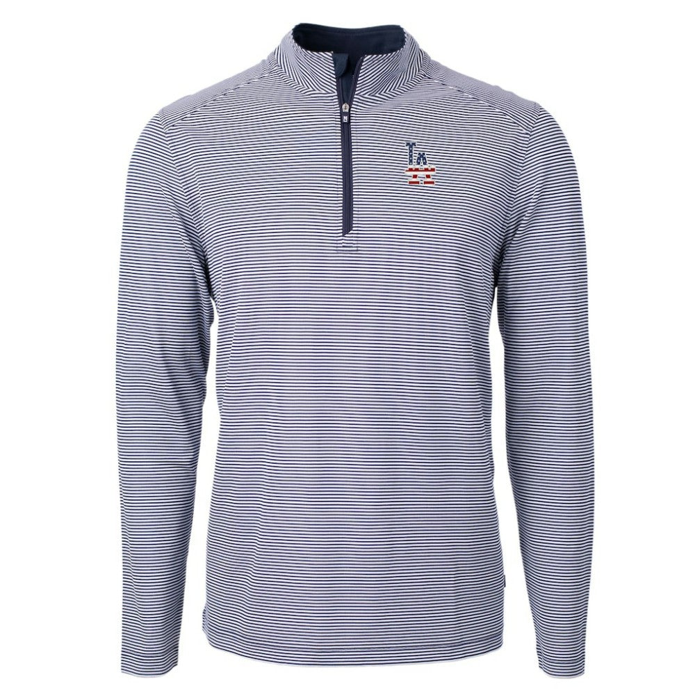 Los Angeles Dodgers Cutter & Buck Americana Logo Big & Tall Virtue Eco Pique Recycled Quarter-Zip Pullover Top - MLB Pullover