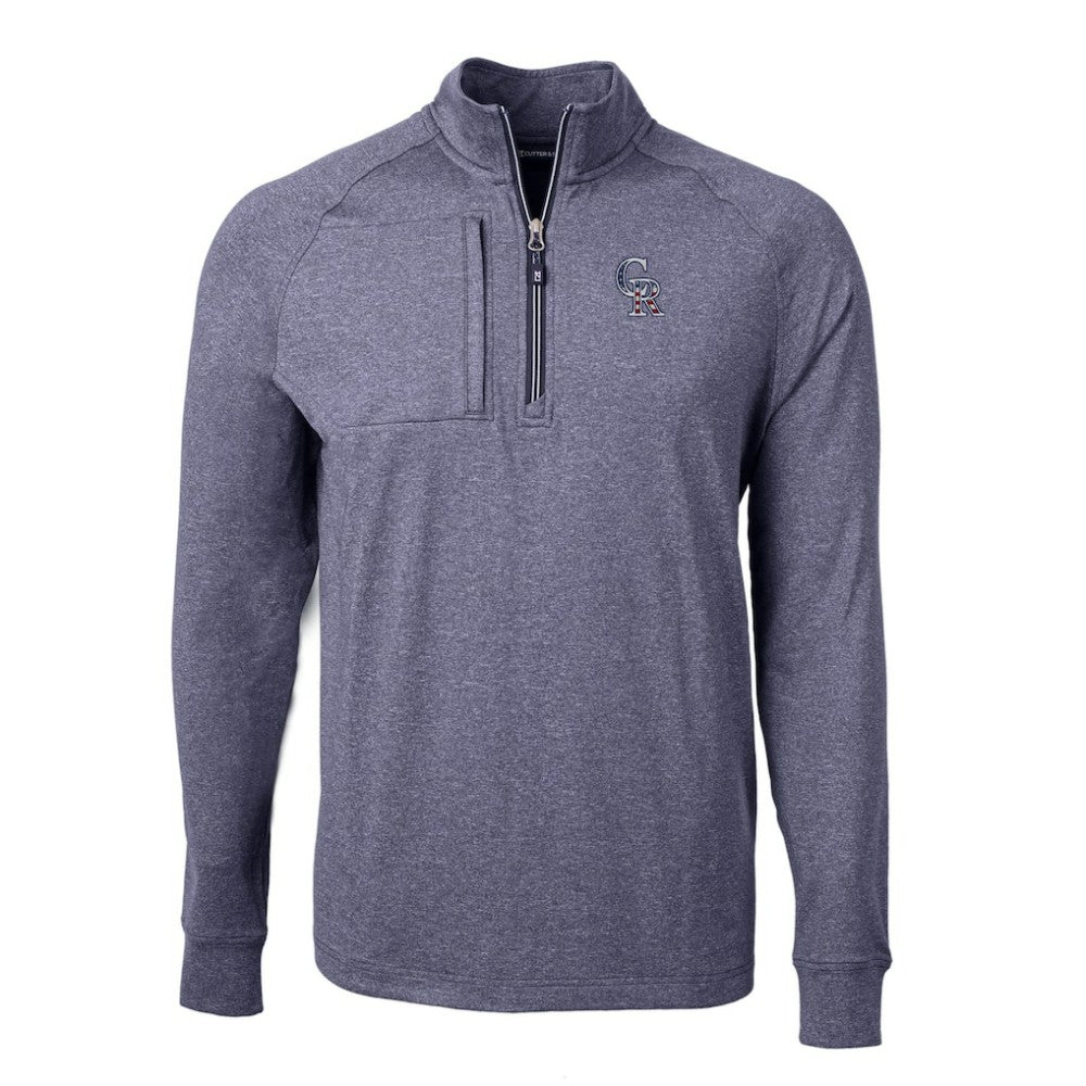 Colorado Rockies Cutter & Buck Americana Logo Big & Tall Adapt Eco Knit Stretch Recycled Quarter-Zip Pullover Top - MLB Pullover