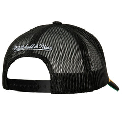 Black Brooklyn Nets Hardwood Classics Gold Leaf Mesh Trucker Snapback Hat | NBA