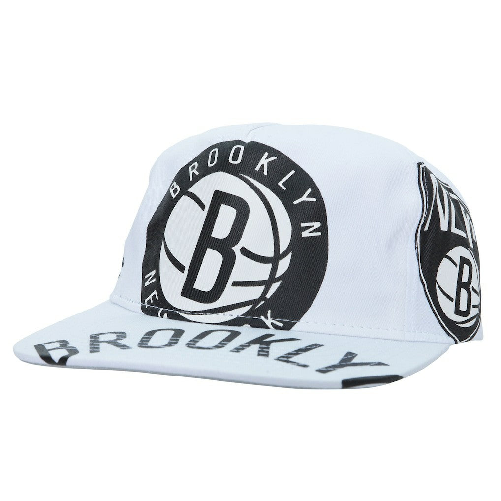 White Brooklyn Nets Hardwood Classics In Your Face Deadstock Snapback Hat | NBA