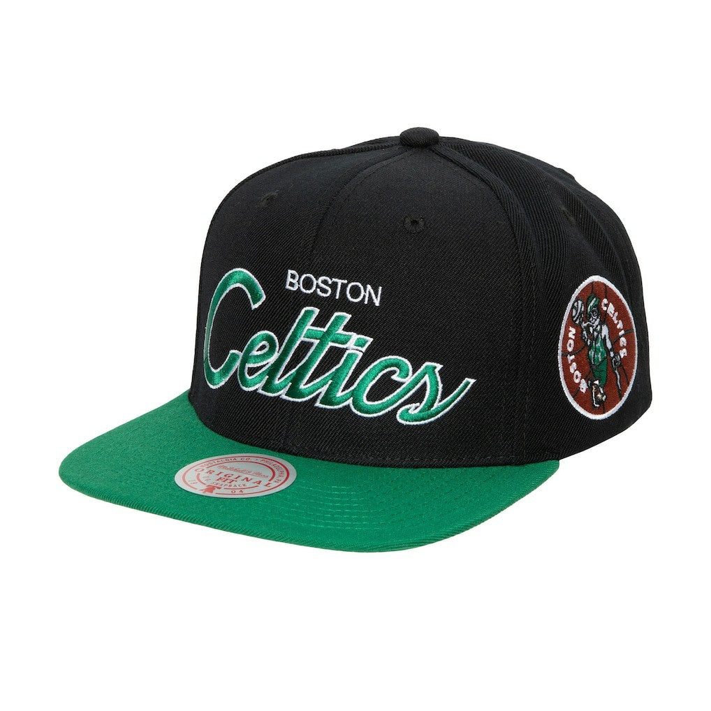 Black Boston Celtics Hardwood Classics MVP Team Script 2.0 Snapback Hat | NBA