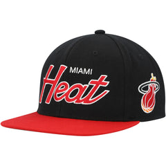 Black Miami Heat Hardwood Classics MVP Team Script 2.0 Snapback Hat | NBA