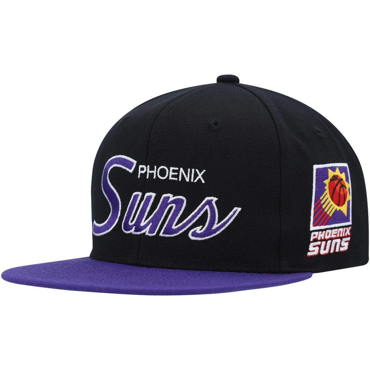 Black Phoenix Suns Hardwood Classics MVP Team Script 2.0 Snapback Hat | NBA